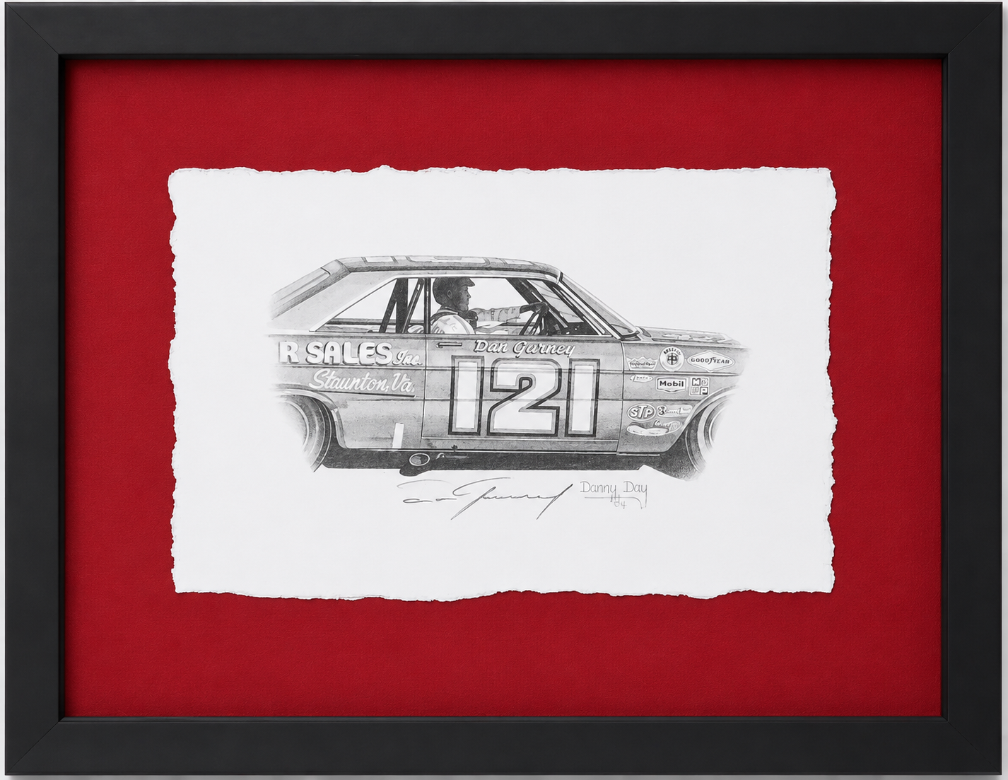 Dan Gurney Signed Danny Day Original 1965 Wood Brothers Ford Galaxie 500 NASCAR