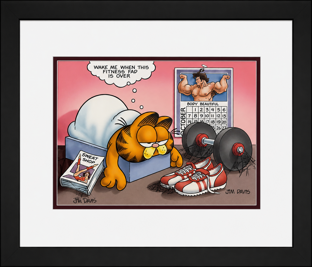 Jim Davis Autographed Garfield Original Production art Framed