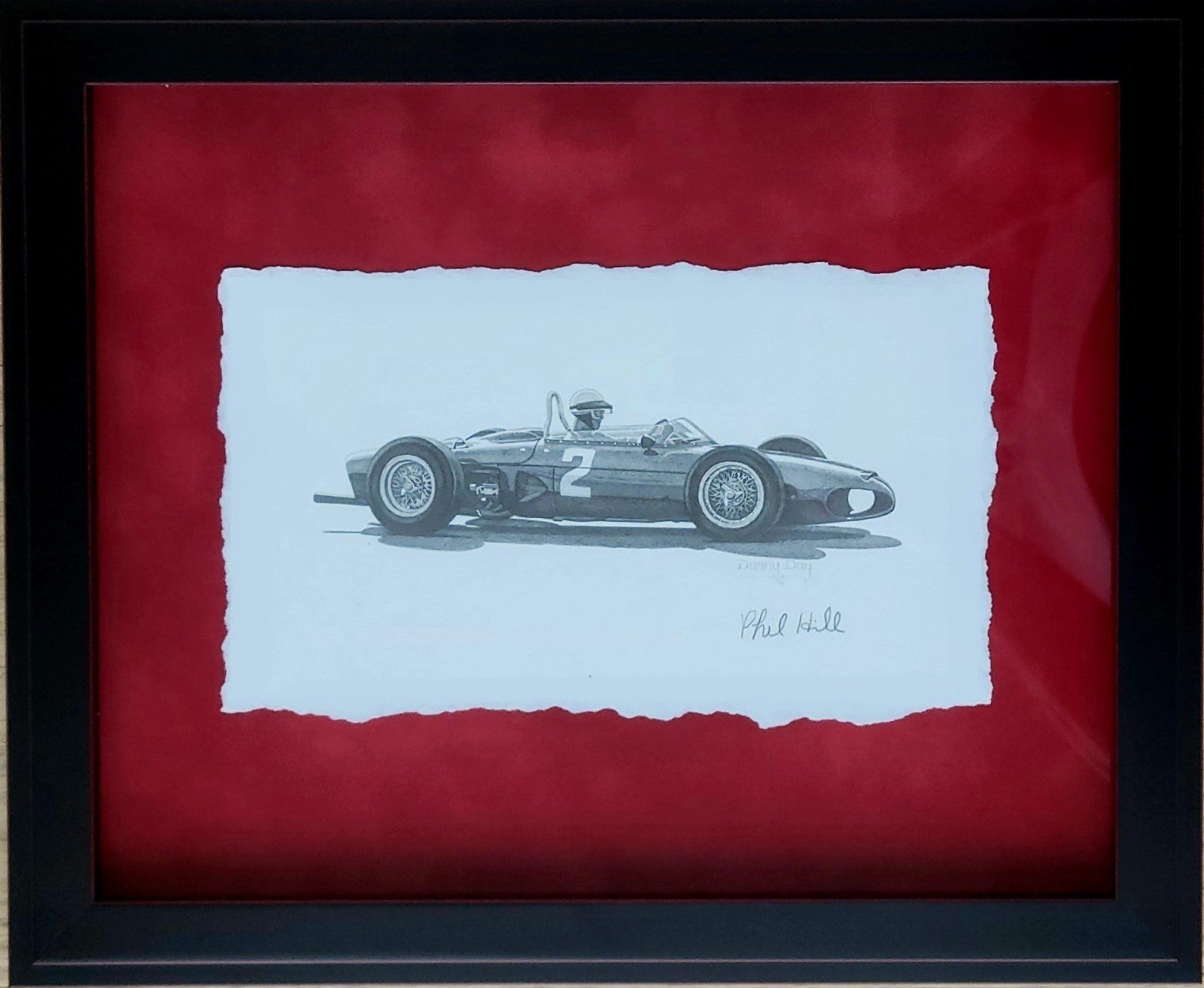 Ferrari 156 “Sharknose” Original Pencil Drawing – Danny Day – Signed by Phil Hil