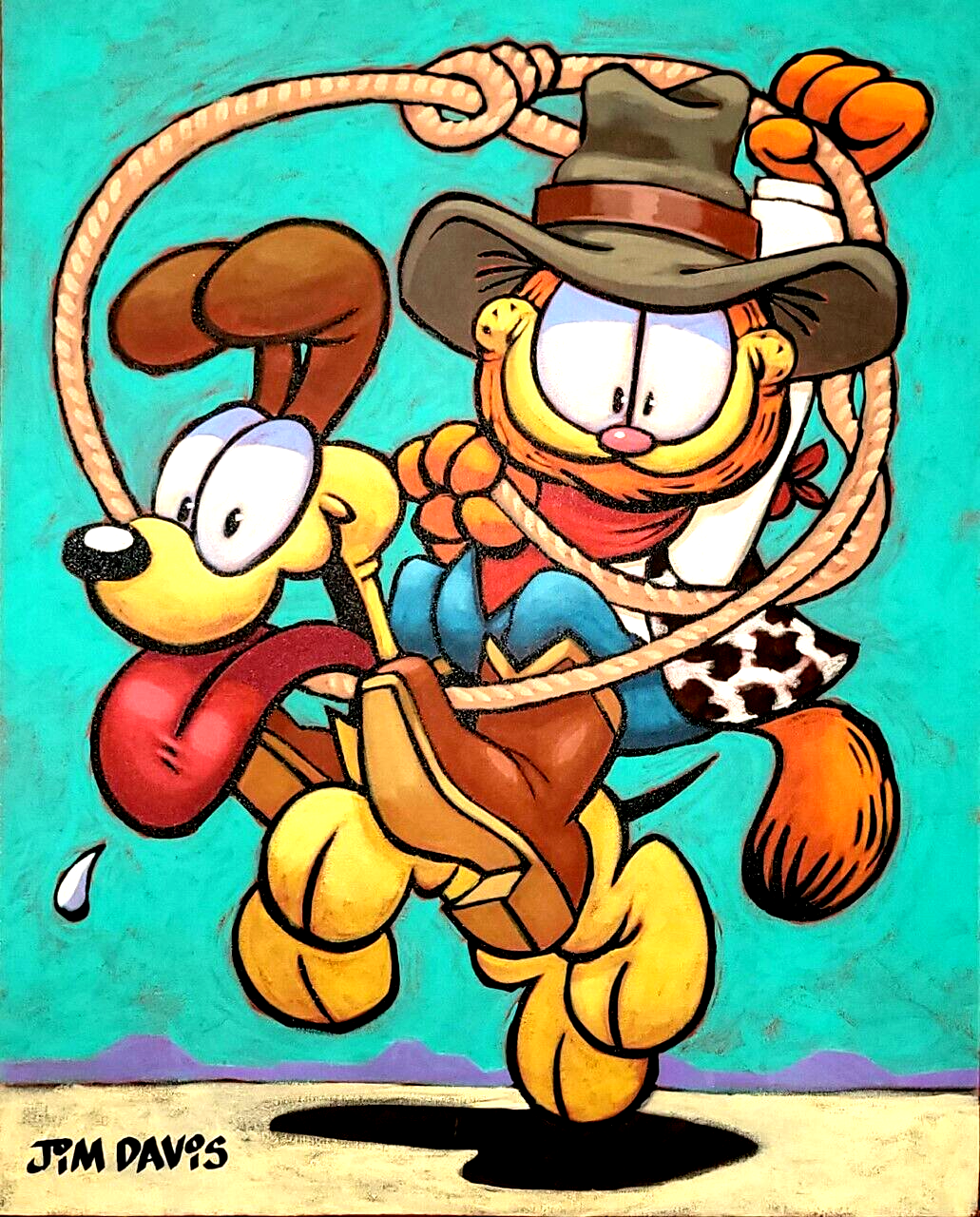 Original Jim Davis Garfield Signed painting 30x24  RARE