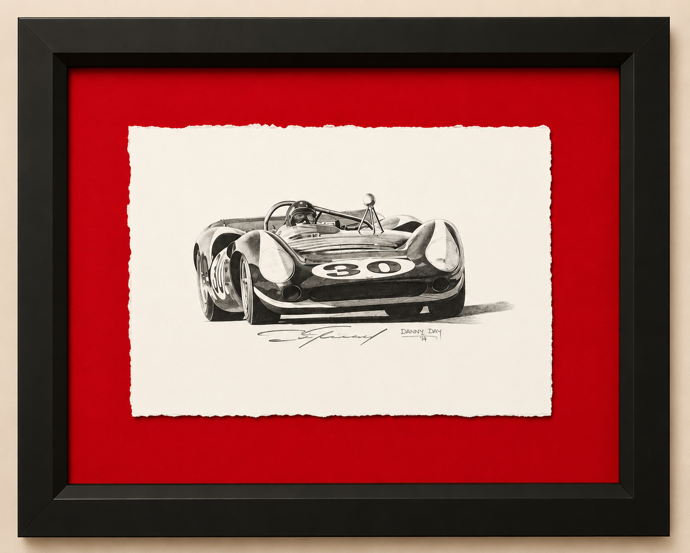 Lola Ford T70 Autographed by Dan Gurney & Danny Day Original Drawing