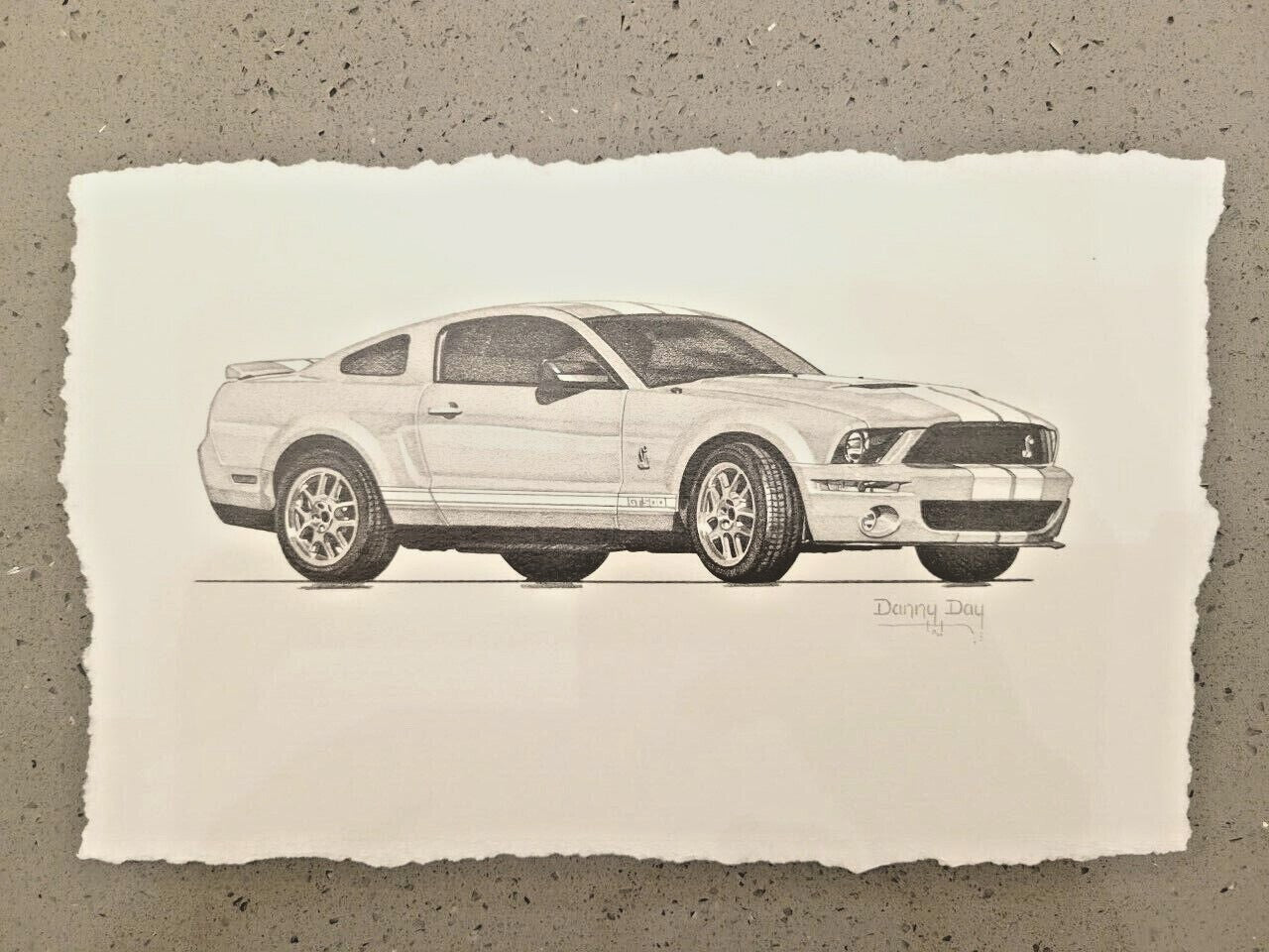 Shelby GT500 Mustang by Danny Day Original Pencil Drawing