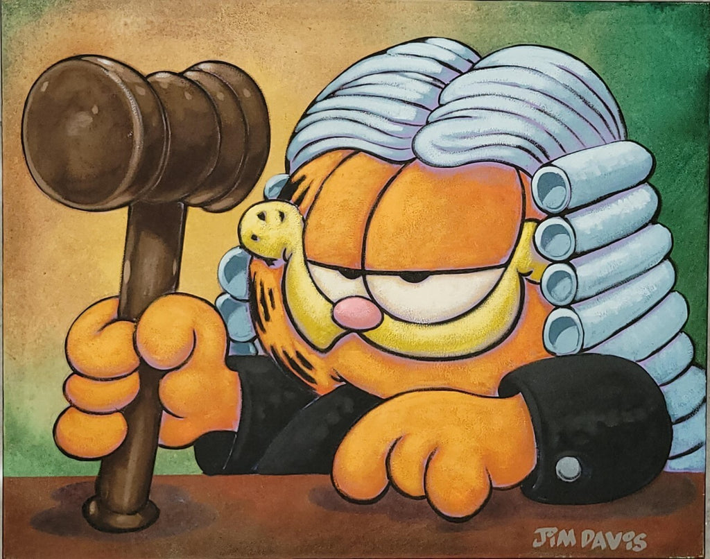 Original Jim Davis Garfield Signed painting 30x24  RARE JUDGE