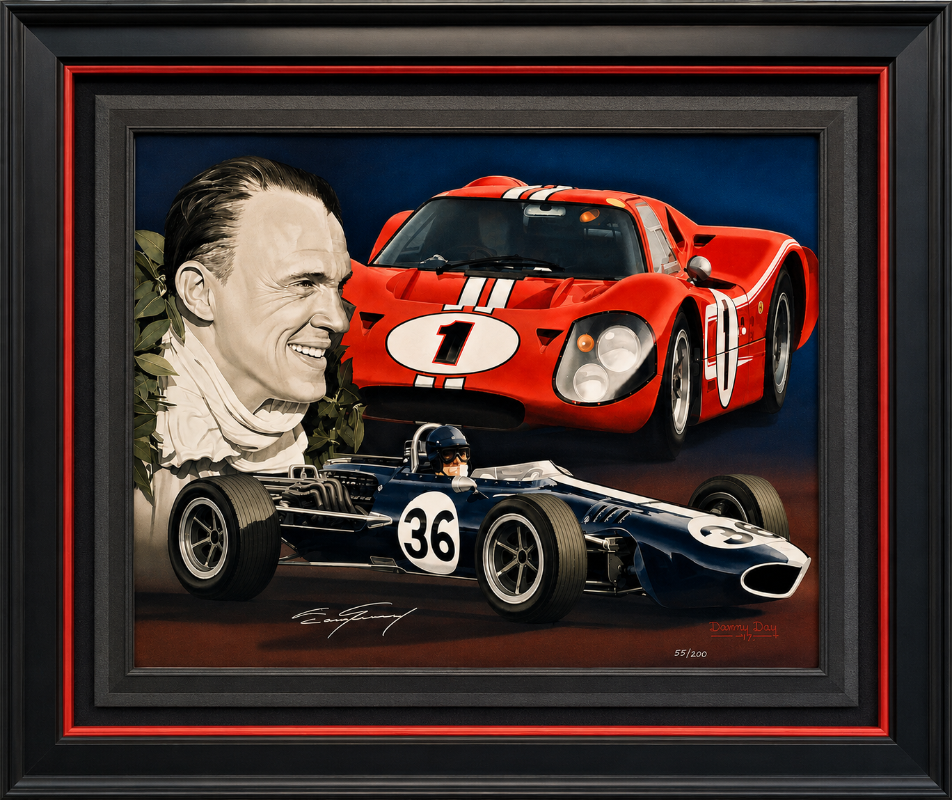 Tribute to Dan Gurney by Danny Day  Autographed by Dan Gurney