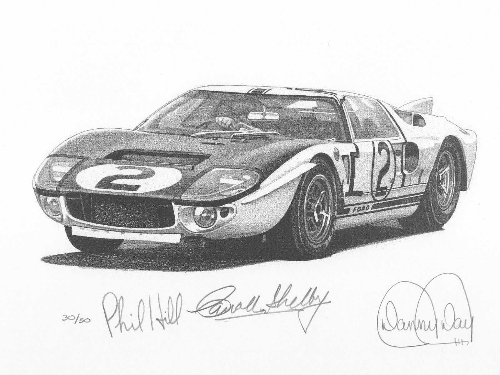 Ford GT40 Chassis 107 by Danny Day | Phil Hill  & Carroll Shelby Autographed