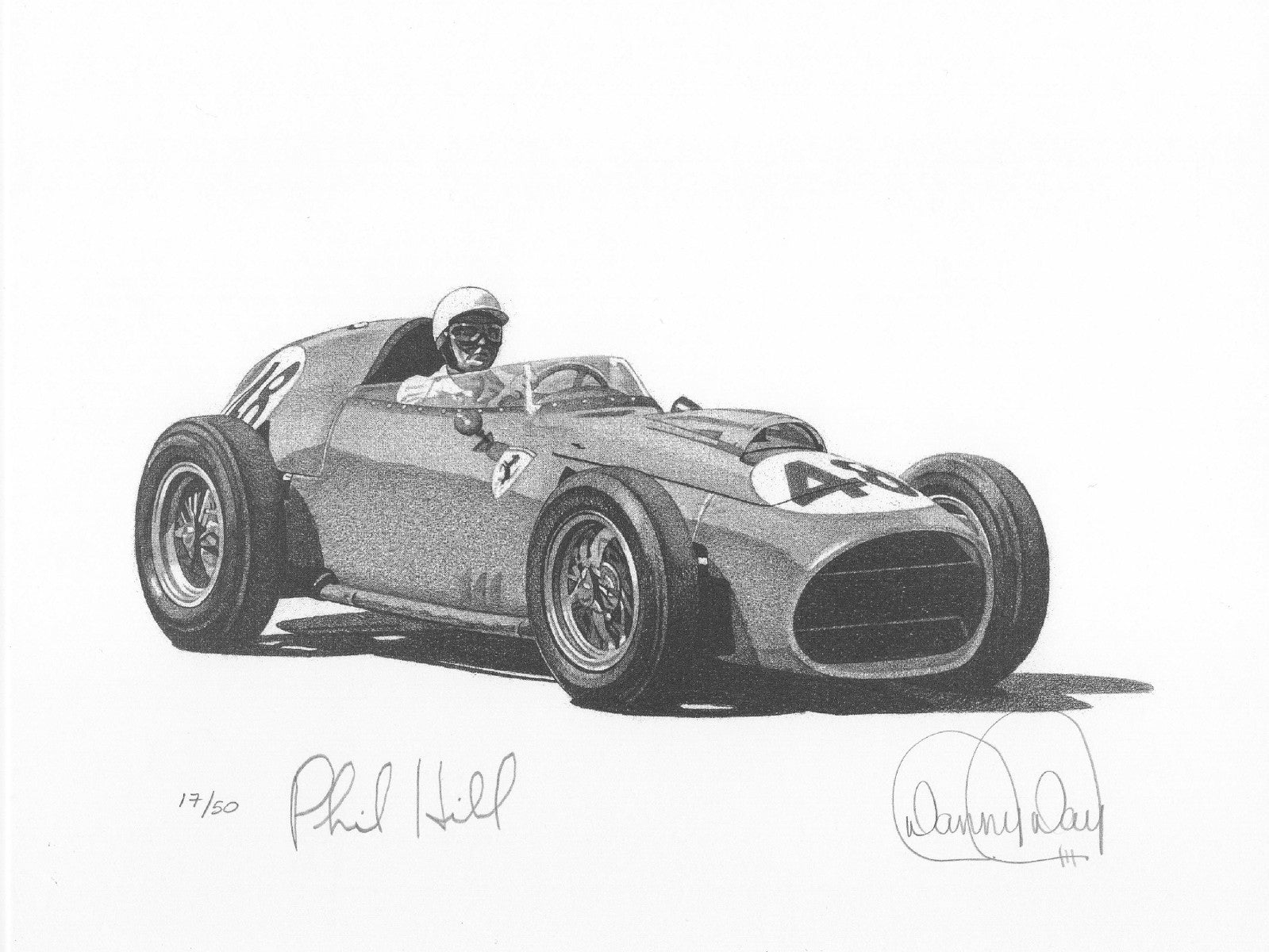 1959 Ferrari Dino 246 F1 Limited Edition Artwork | Phil Hill Signed | COA