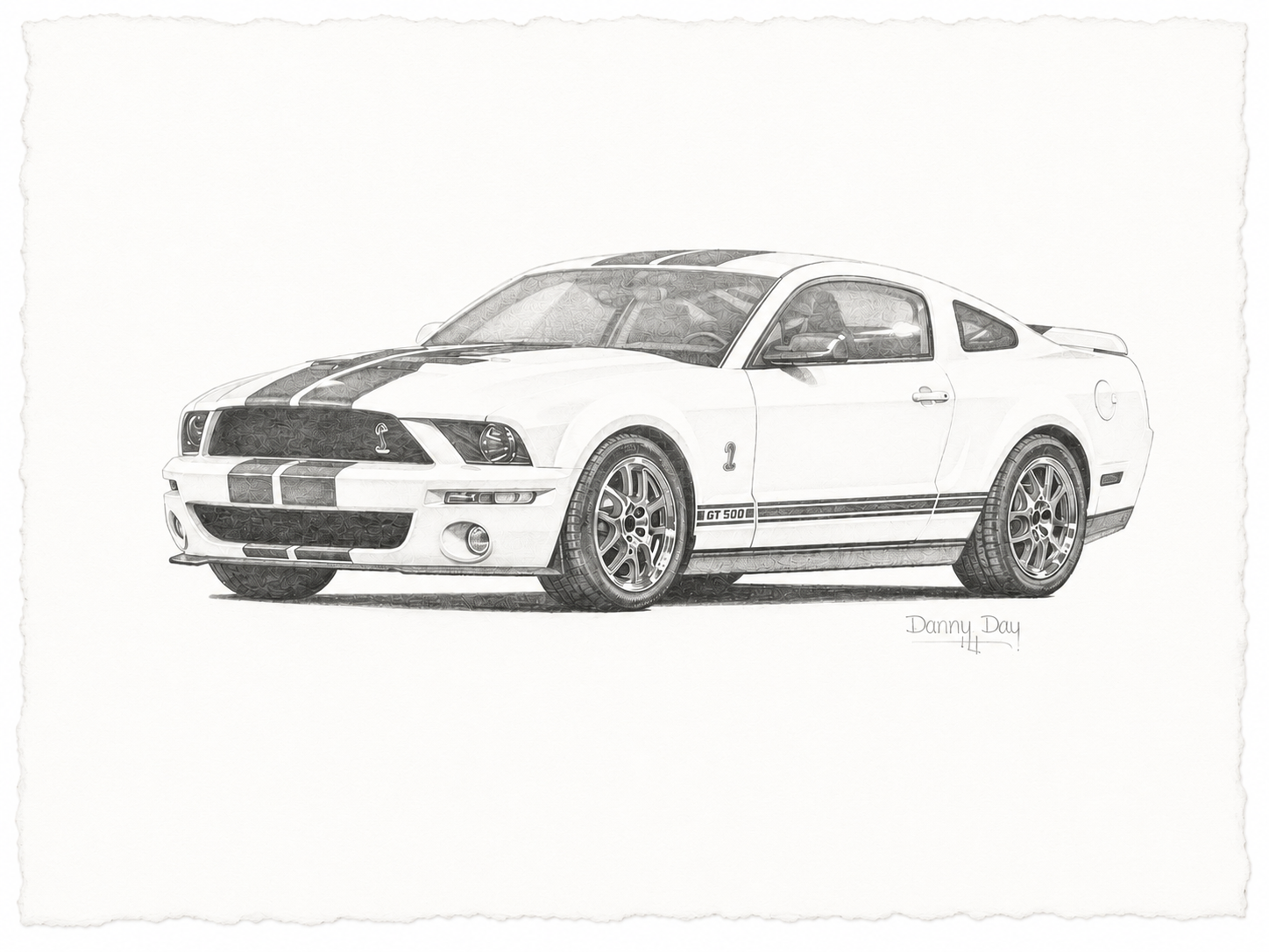 Shelby GT500 Mustang by Danny Day Original Pencil Drawing
