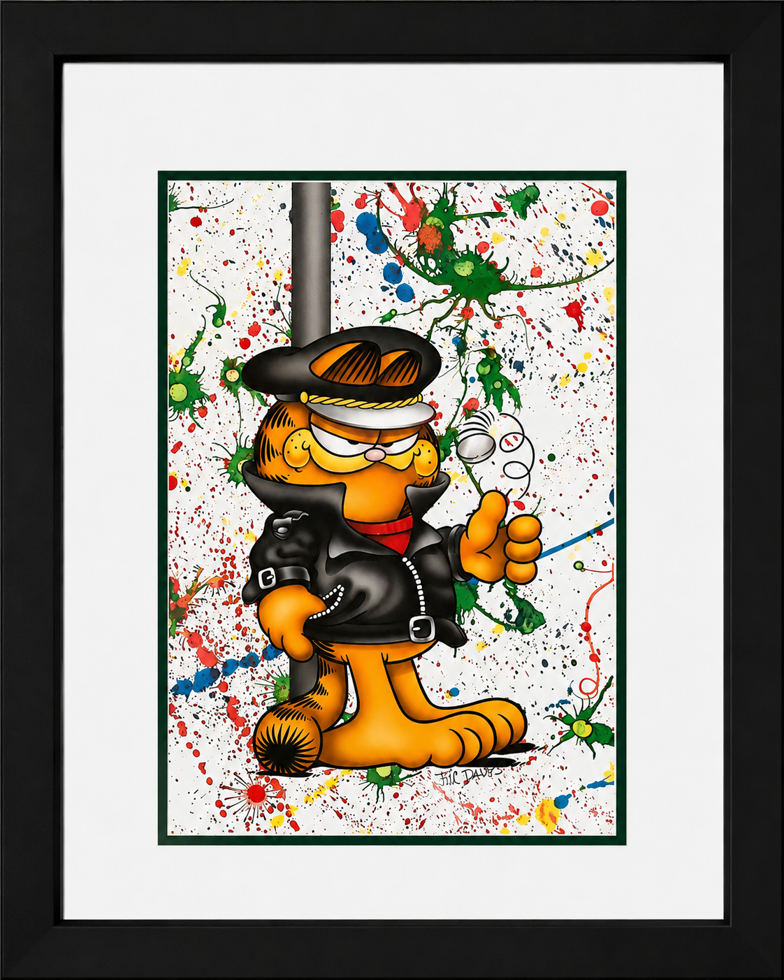 Jim Davis Autographed Garfield Original Production art Framed