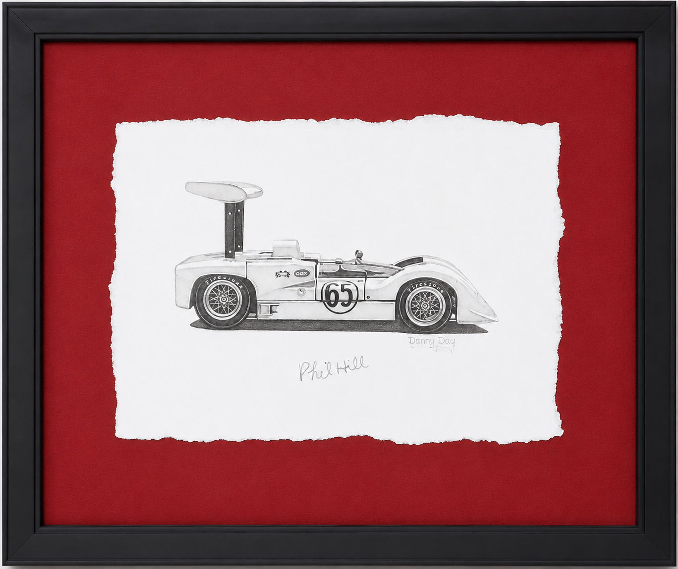 Danny Day Original Pencil Drawing – Chaparral 2E – Autographed by Phil Hill