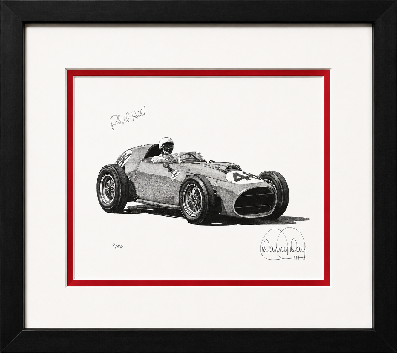 1959 Ferrari Dino 246 F1 Limited Edition Artwork | Phil Hill Signed | COA