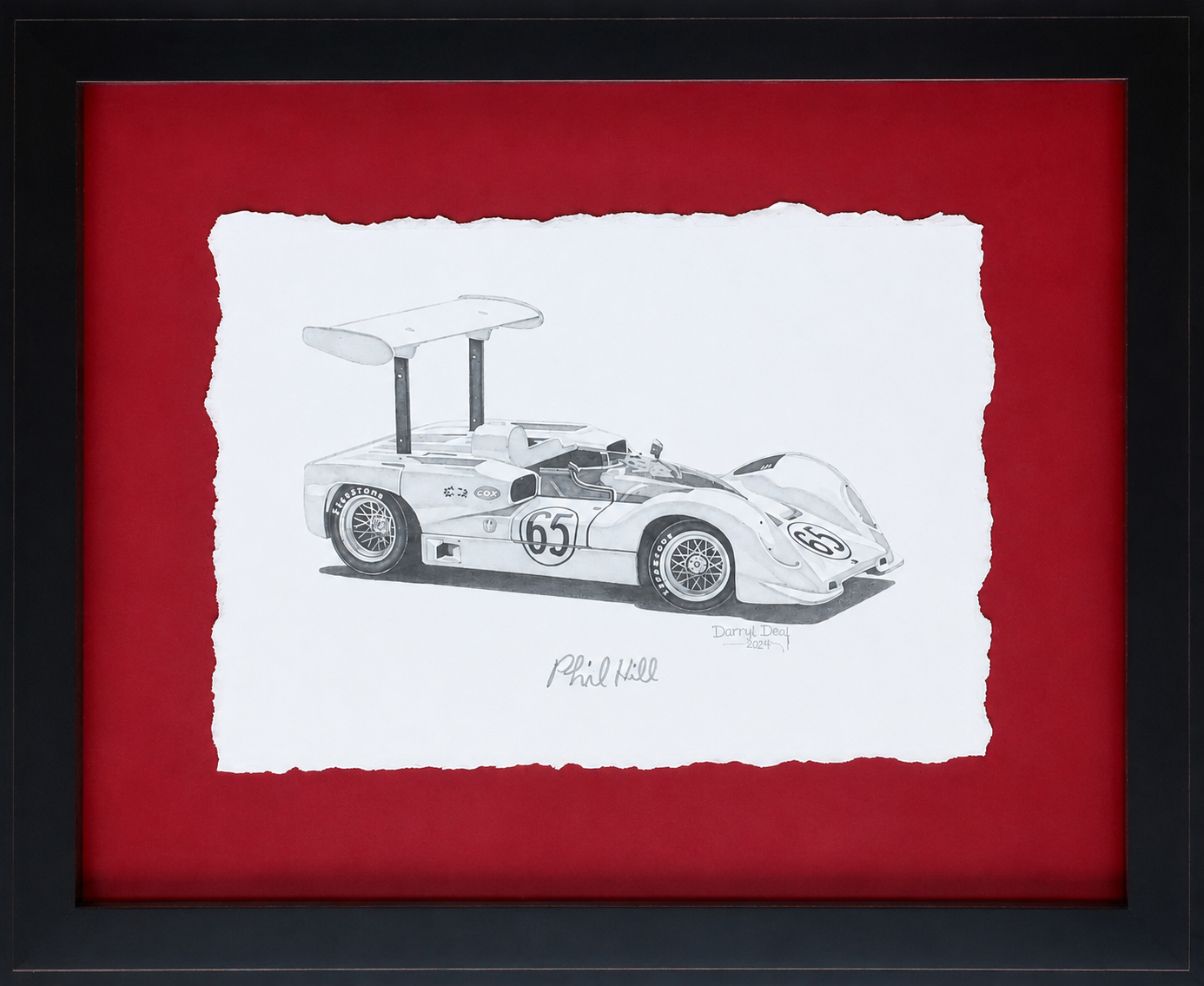Danny Day Original Pencil Drawing – Chaparral 2E – Autographed by Phil Hill