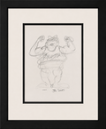 Jim Davis Autographed Garfield Original Pencil Drawing Framed  RARE