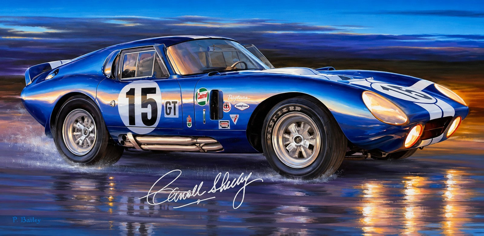 Shelby Daytona Coupe Art Giclée Canvas Autographed by Carroll Shelby Pat Bailey